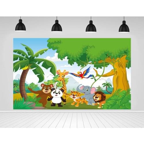Scopiso Jungle Backdrop Cartoon Animals Photocall Photographic Backgrounds Portrait Photography Backdrops for Photo Studio Props