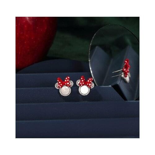 Disney Mickey mouse earring stud doll Accessories Cute cartoon Minnie earrings asymmetrical earrings jewelry