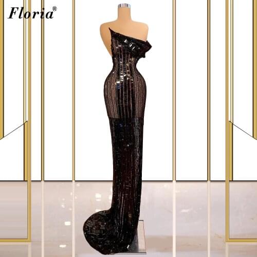 Special Black Evening Dresses Mermaid Long Evening Gowns Haute Couture New Fashion Show Runaway Dresses Party robes de soirée