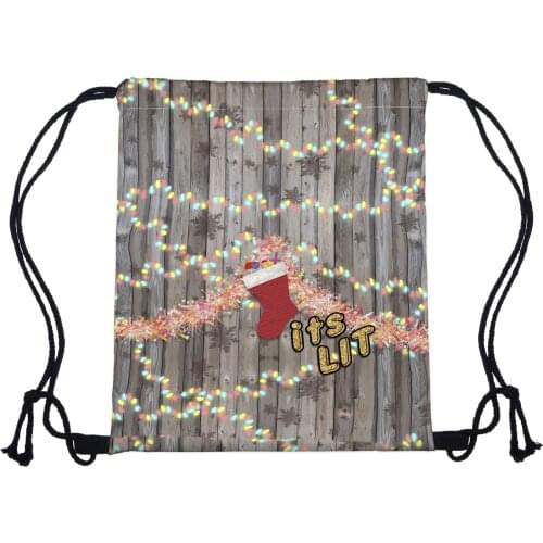 Pocketrope bagpocket rope women men bag New Christmas Series Bundle Bag 3D Digital Printed Cartoon Christmas Tape Shoulde Bag