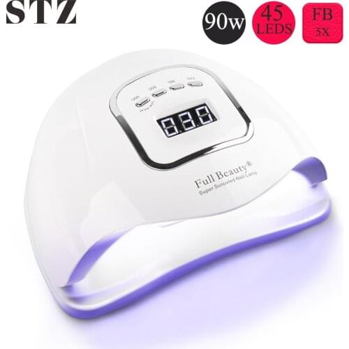STZ 90W Nail Dryer UV LED Nail Lamp for Curing Types Gel Polish Smart Timer Auto Sensor Quick Dry Machine Tools LCD Display FB5X