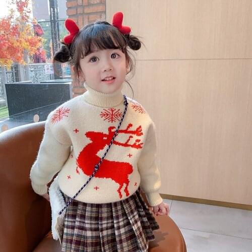 Girls Sweater Kids Babys Coat Outwear 2021 High Neck Thicken Warm Winter Autumn Knitting Tops Pure Cotton School Childrens Clo