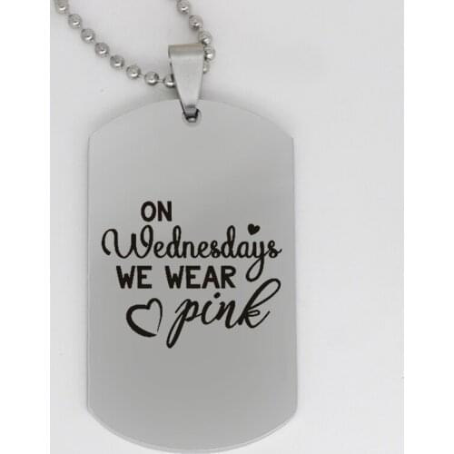 Ufine jewelry marriage gift pendant army card On wednesdays we wear pink stainless steel customed necklace N4137