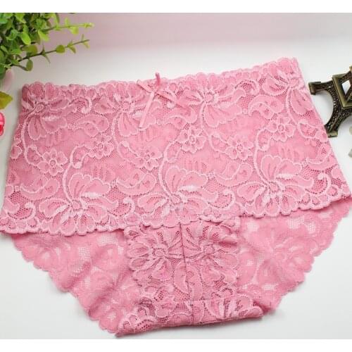 KJ186 Womens Sexy Lace Underwear Briefs Female Mid Waist Lingerie Woman Seamless Breathable Panties calcinhas para mulheres