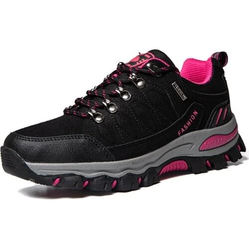 Women Outdoor Hiking Climbing Shoes Non-slip Breathable Mesh Travel Sneakers For Women Fashion Cow Suede Women Sports Shoes