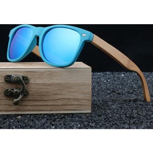 Women 2021 Fashion Sun Glasses Square Natural Bamboo Original Sunglasses Handmade Vintage Polarized Eyewear