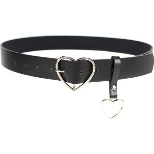 Women Belt Fashion Pu Leather Metal Heart Pin Buckle Belt Party Dress Decor Waistband Women Belt Size 105 Cm