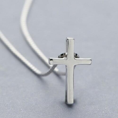 2018 Top Fashion Slide L&p New Fashion Simple And Smooth Cross Pendant Necklace.real 925 Sterling Necklace Attractive Jewelry