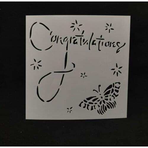13*13 Congratulations pvc Layering Stencils for DIY Scrapbooking/photo album Decorative Embossing DIY Paper Cards Crafts