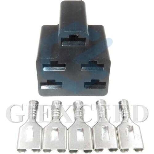 2 Sets 5 Pin Auto High Current Connector High Power Harness Plug 6.3mm Female Sockets