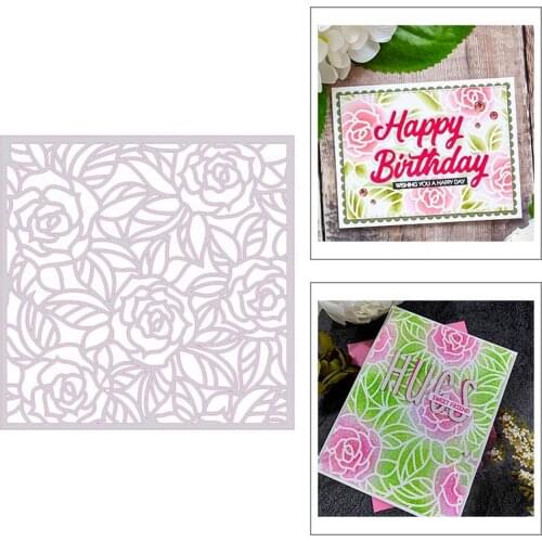 2020 New Square Plant Background Metal Cutting Dies For DIY Embossing Rose Flower Decoration Greeting Card Paper Scrapbooking