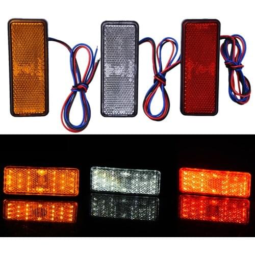 24 SMD 1Pcs 12V Car Square Red White Yellow Tail Light ATV LED Reflector Truck Side Warning Light Modified LED Lamps