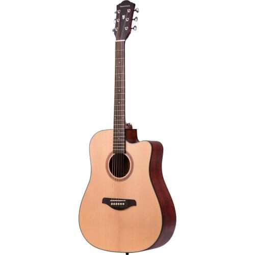 41inch Cutaway Acoustic Folk Guitar Spruce Wood with Strap Bag Capo Picks Strings Top Panel Mahogany Wood Backside Panel