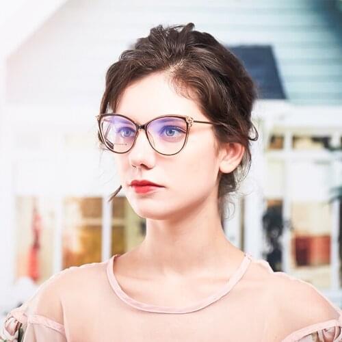 46976 Plastic Titanium Cat eye Glasses Frame Men Women Optical Fashion Anti Blue Computer Eyeglasses