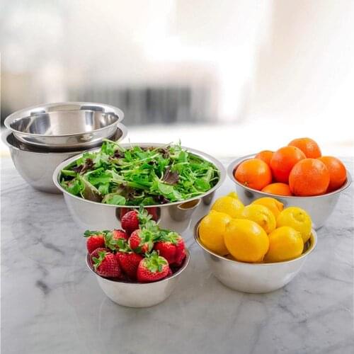 Household 5Pcs Eco-Friendly Stainless Steel Nesting Mixing Bowls Kitchen Salad Food Storage Container