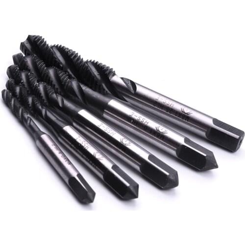 5pcs M3 M4 M5 M6 M8 Set Nitriding Coated Machine Plug Tap HSS Spiral Flute Thread Tap Metric Screw Thread Tap Drill