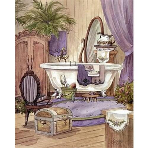 5D DIY Diamond Painting Full Square/Round Drill "Bathroom View" 3d RhinestoneEmbroidery Cross Stitch Gift Home Decor Gift