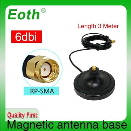 WiFi Antenna Extension RP-SMA Male IOT to Female Antenna with 3M Cable Magnetic Base for Router Wireless Network Card