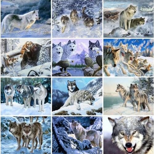 AZQSD Diamond Painting Wolf Winter Diamond Embroidery Animal Home Decor 5d Diy Picture Of Rhinestones Gift Needlework