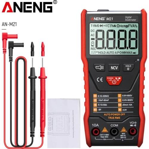 ANENG M21 Auto Digital Multimeter Backlight 6000 Counts AC/DC Portable Ammeter Volt Ohm Lcr Meter Transistor Tester True Rms