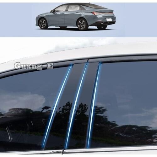 For Hyundai Elantra Avante 2020 2021-2022 Car PC Material Pillar Post Cover Door Trim Window Piano Black Molding Sticker Plate