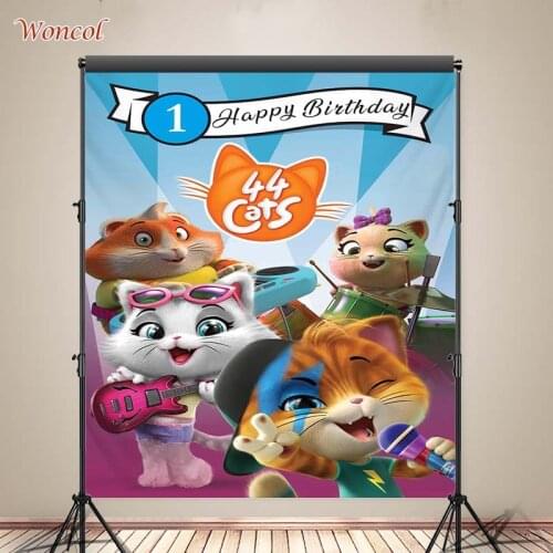 Woncol 44 Gatti Cat Photography Backgrounds Birthday Party Photo Backdrops Custom Cartoon Decor Banners Photo Props