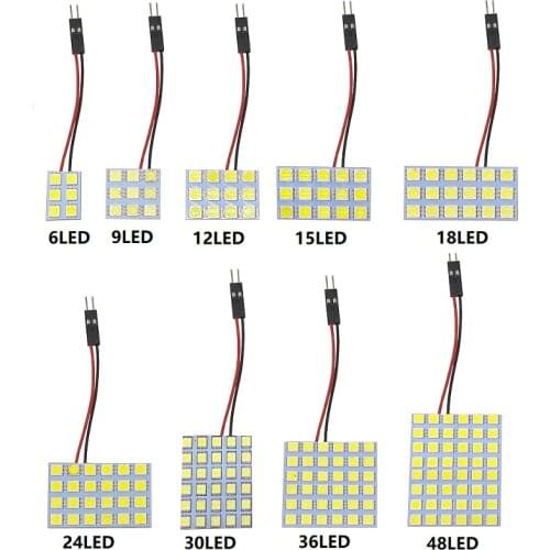 10pcs T10 BA9S Festoon C5W C10W 6/9/12/18/24/36/48 SMD 5050 Led White 12V LED Reading Panel Car interior Dome light 3 Adapters
