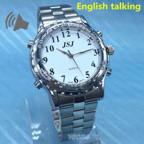 English Talking Watch for Blind People or Visually Impaired People White Dial