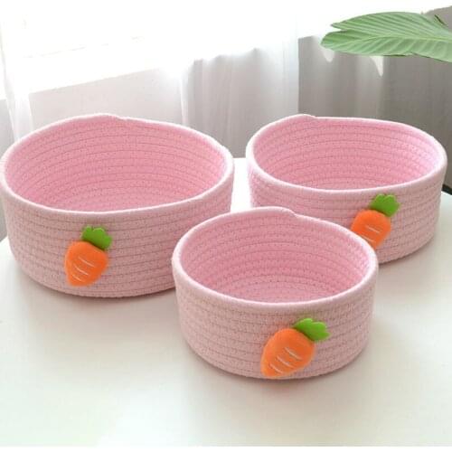 Cotton Rope Storage Basket Household Cotton Weaving Finishing Basket Nordic Storage Box Woven Paniers De Rangement Laundry