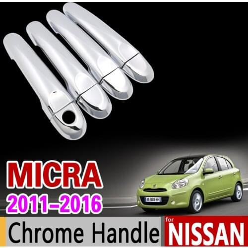 For Nissan Micra K13 Chrome Handle Cover Trim March Renault Puls 2011 2012 2013 2014 2015 2016 Accessories Stickers Car Styling