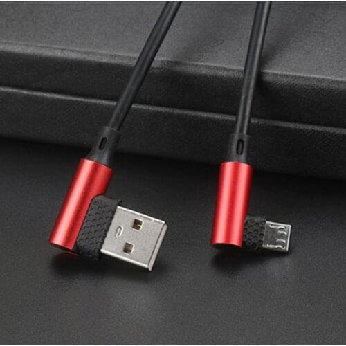 Data Cable 90 Degree 1m Micro USB Fast Charging Cord for Android Mobile Phone