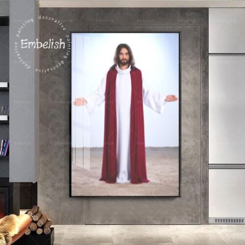 Embelish Hot Jesus Christ Standing With Open Arms Portrait Pictures Modern Home Decor HD Canvas Oil Painting Wall Art Posters