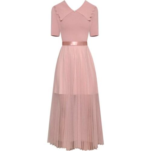 2pcs clothing set pearl beaded v neck half sleeves knitted sweater ladies top + high waisted long maxi skirt woman mesh skirts