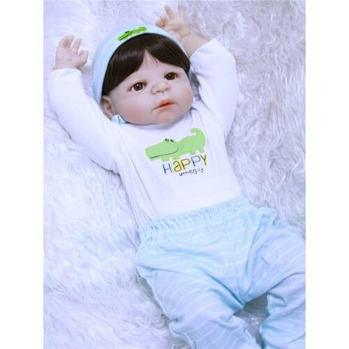 22inch reborn Full silicone babies dolls boy/girl bebe alive happy crocodile adorable baby vivid kids birthday gift bonecas toy