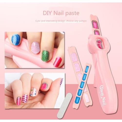 Nail Machine Toy with Soft Push Head Press Design Various Patterns DIY Stickers Beauty Accessory