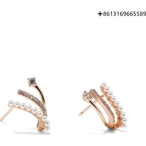 Fashion 925 baroque style imitation pearl earrings small chic round full earrings for women