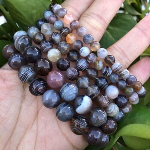 Natural Botswana Agate Bracelet Round Beads Crystal Healing Stone