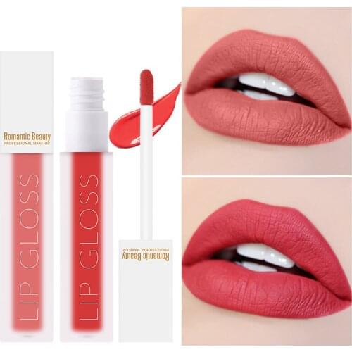 New Square Tube Matte Velvet Lip Gloss Waterproof Private Label Red Orange Liquid Lip Glaze Women Red Lip Tint Beauty Cosmetic
