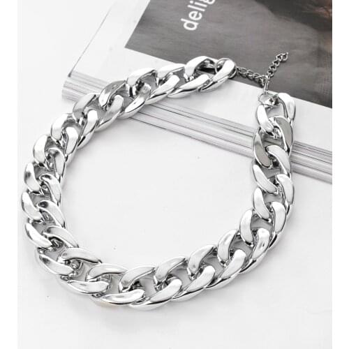 Punk Choker Necklace Collar Statement Hip Hop Big Chunky Plastic Plated Thick Chain Necklace Women Girls Party Jewelry Gift