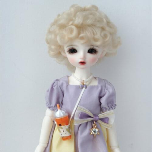 1/8 OB11 Mohair doll wigs JD574 5-6inch 11-13CM Short Curls mohair BJD hair Lati Yellow Doll accessories