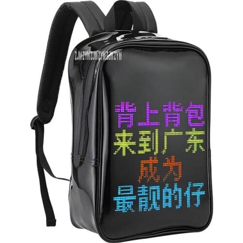 PU Transparent Fabric App Control Dynamic Led Display Screen Walking Billboard Shoulders Bag Text Editing Advertising Backpack