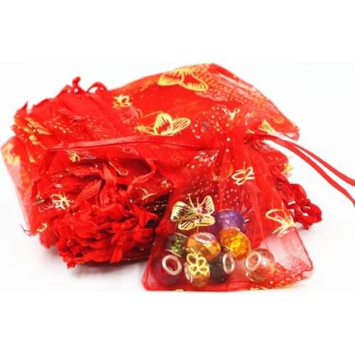 9x12 Cm Christmas Gift 50Pcs Beautiful Organza Pouch Candy Packaging Jewelry Bags for Wedding Festival Decoration 5ZSH330-50