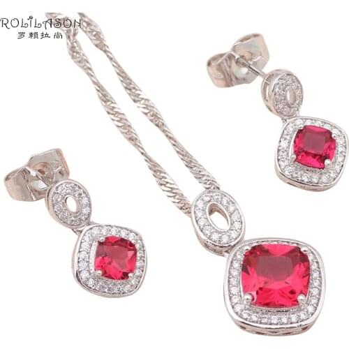 Party items Fashion jewelry sets Red Garnet Crystal AAA Zirconia Earrings Necklace Fashion Jewelry JS426