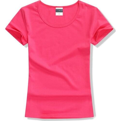 Women t-shirt brand fashion Cotton lycra tee tops Short Sleeve crop top tshirt for womens solid color o-neck t shirts clothing