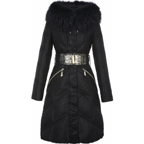 Womens Down Jacket Winter Jacket Women Real Raccoon Fur Collar Down Coat Female Parka Long Jackets Chaqueta Mujer MY