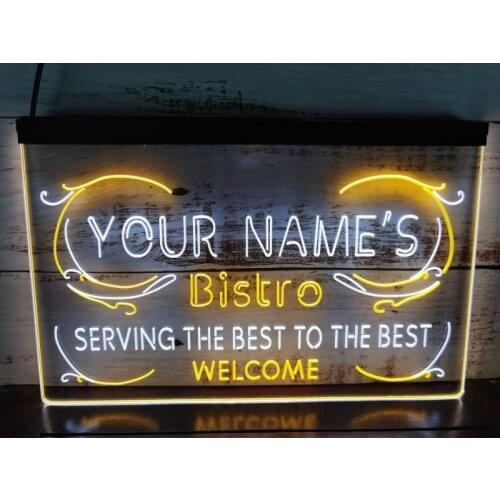 0S042 Name Personalized Custom Best Bistro Beer Dual Color LED Neon Sign