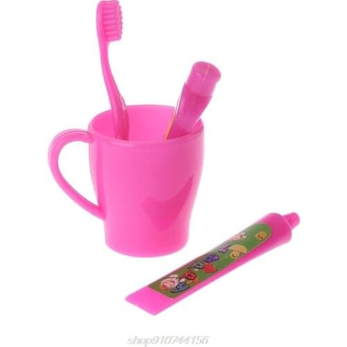 1Set Doll Toothbrush Miniatures Toothpaste Tube Cup Bathroom Decoration Accessories Dolls Children Kids Gifts ToyJ17 21 Dropship