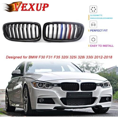 1Pair Sporty Style Single Slat Front Kidney Grille Grill For BMW 3Series F30 F31 F35 320i 325i 328i 330i 2012-2018