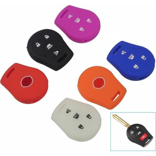 Bilchave 10pcs 4 Buttons Silicone Remote Car Key Case Cover Fob For Nissan Maxima Versa Altima Sentra Tiida Altima Armada