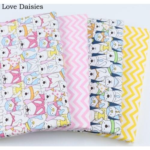 100% cotton twill cartoon NAVY PINK bear penguin chevron fabrics for DIY bedding apparel cushion dress patchwork handwork decor